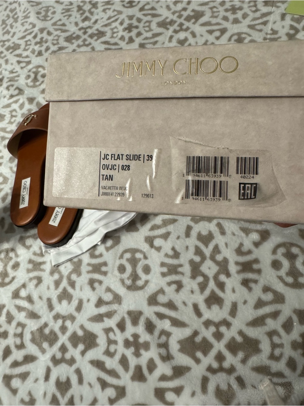 Jimmy Choo Brown Leather Slide Sandals with Gold JC Emblem 39 - Picture 7 of 7